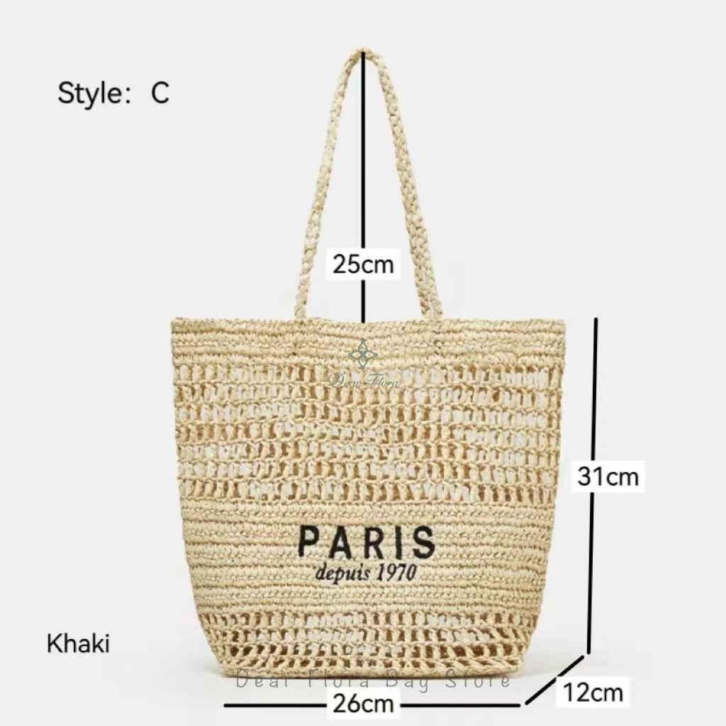Fashion Striped Beach Straw Knitting Shoulder Bag