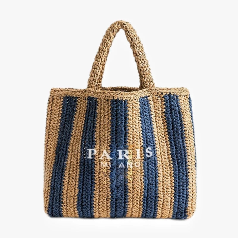 Fashion Striped Beach Straw Knitting Shoulder Bag