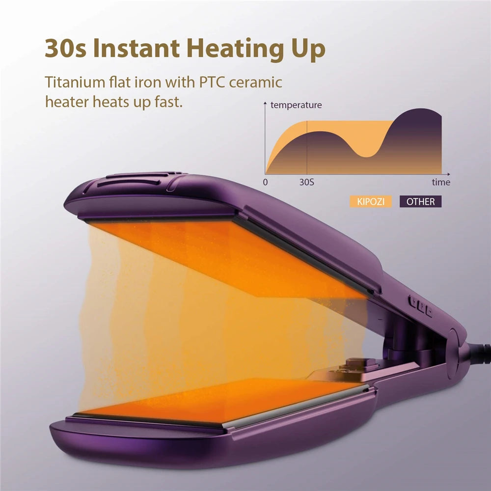 KIPOZI Professional Titanium Flat Iron Hair Straightener with Digital LCD Display