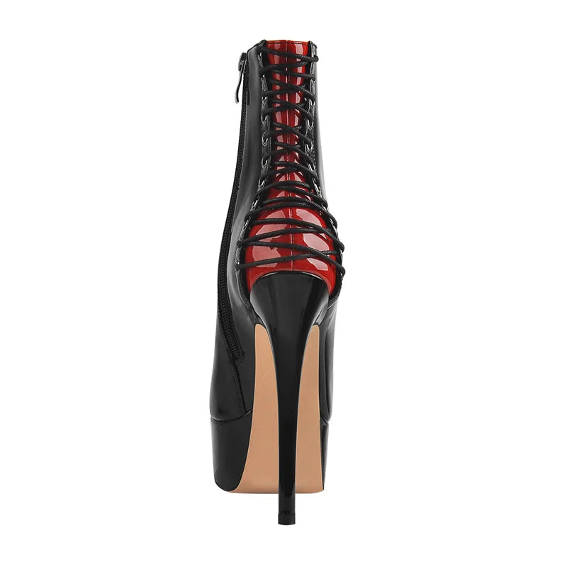 Onlymaker Women Peep Toe Platform Ankle Boots