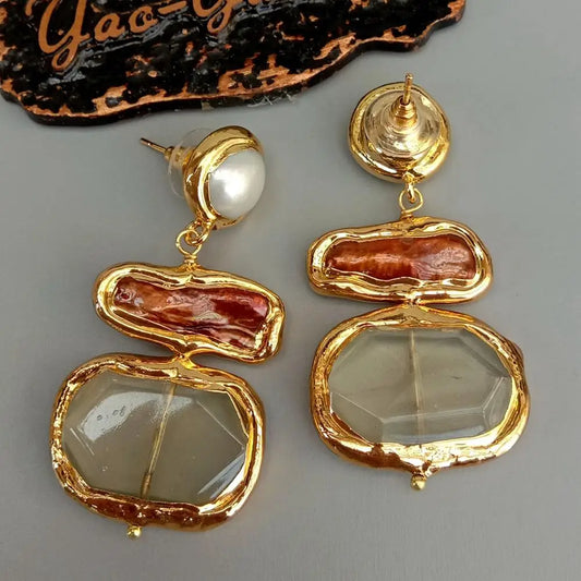 KKGEM Lemon Quartz Faceted Rectangle Earrings