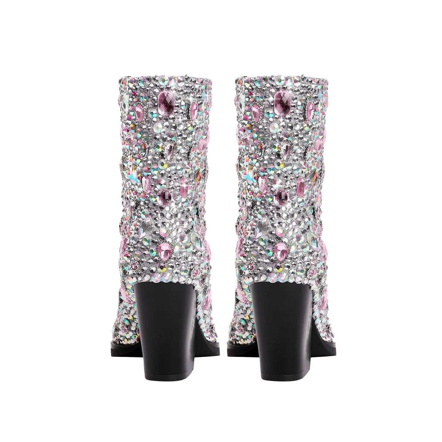 Pointed Rhinestone Ankle Boots Western Cowboy Boots