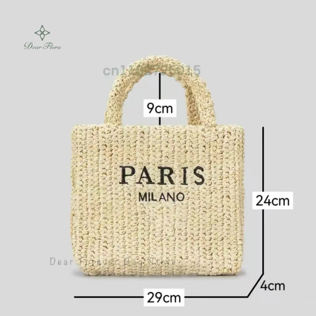 Fashion Striped Beach Straw Knitting Shoulder Bag