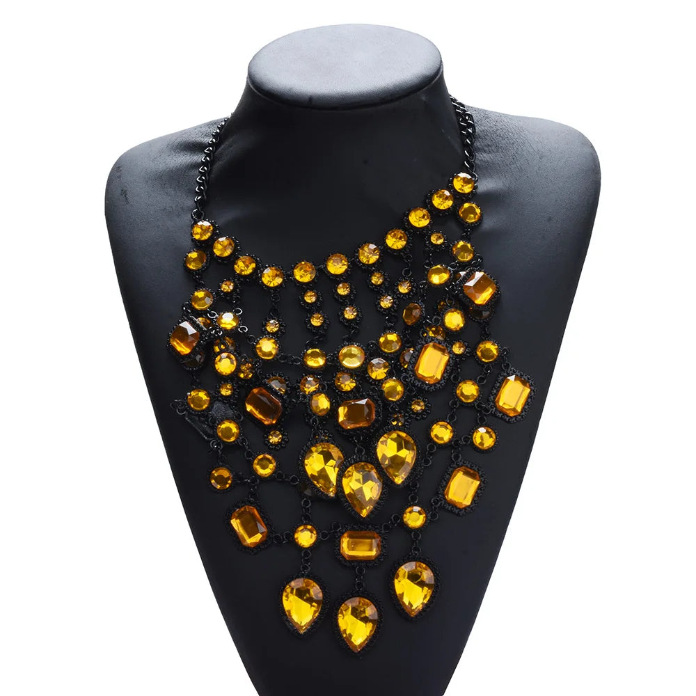 Multilayer Indian Statement Large Collar Crystal Necklace