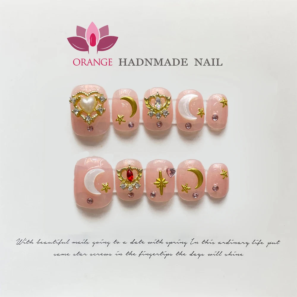 Handmade Press on Nails Glitter Rhinestone3d Charms