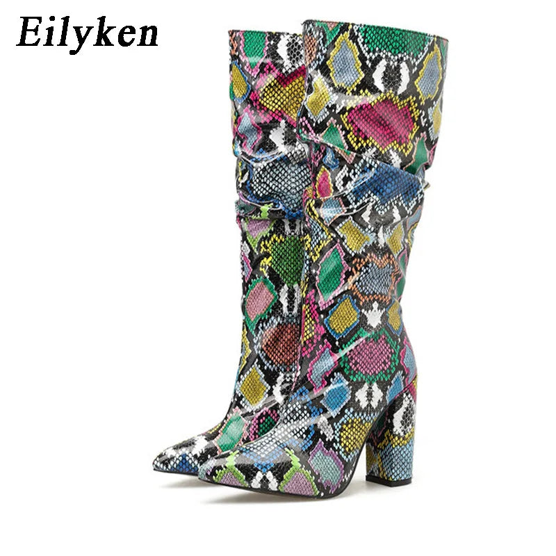 Eilyken Colorful Snake Skin Boots