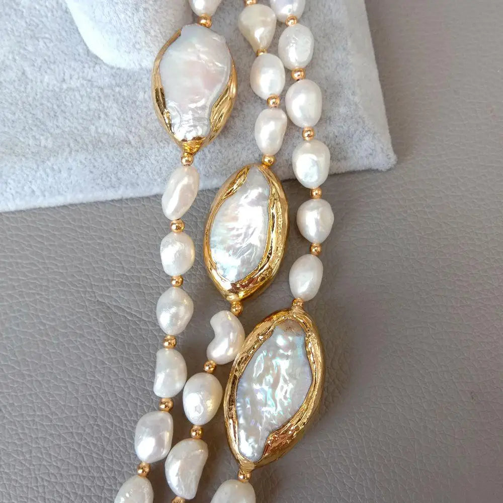 Y·YING 20" 3 rows Cultured Baroque Pearl Necklace