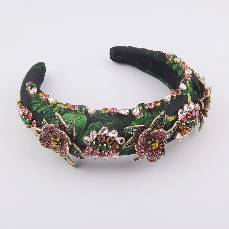 Fashion Baroque Inlaid Color Rhinestone Flower Headband