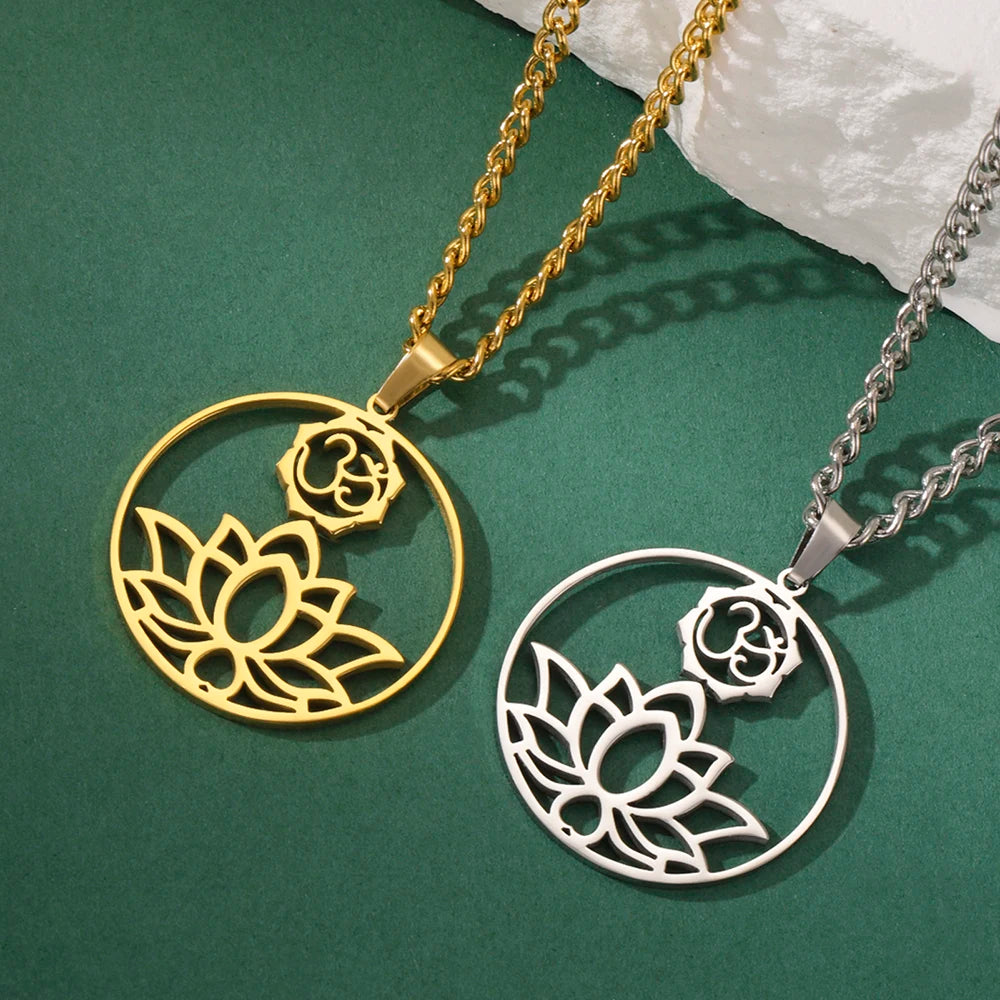 Dawapara India Tamil Om Symbol with Trident Pendant Stainless Steel Necklace