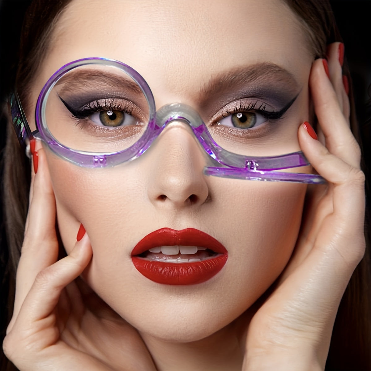 2-in-1 Makeup Glasses for Women - Magnifying Flip Down Cosmetic Readers for Eye Makeup