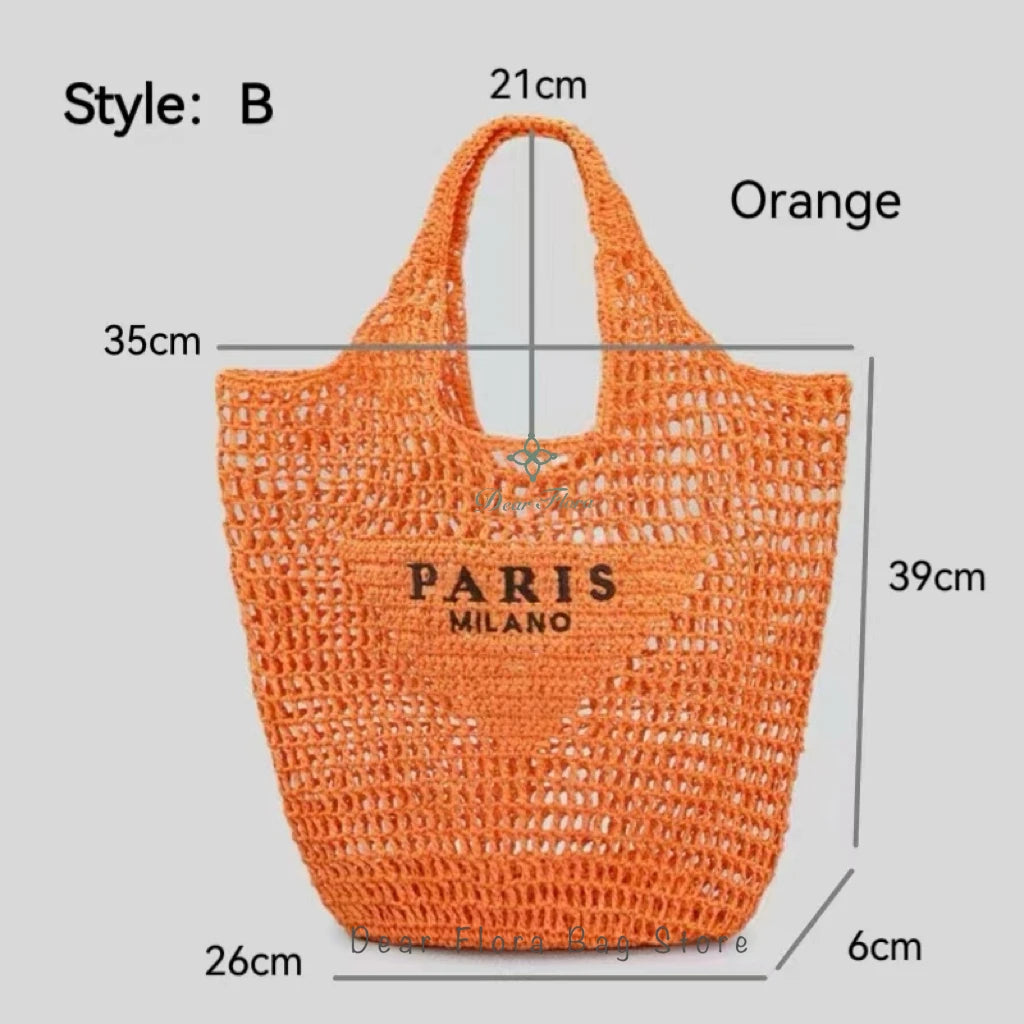 Fashion Striped Beach Straw Knitting Shoulder Bag