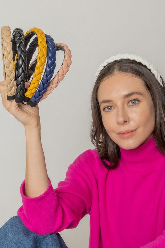 Braided PU Leather Hairband for Women