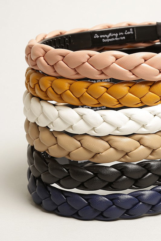 Braided PU Leather Hairband for Women