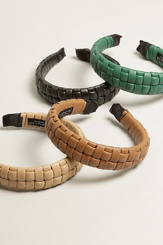 Padded Braided PU Leather Hairband