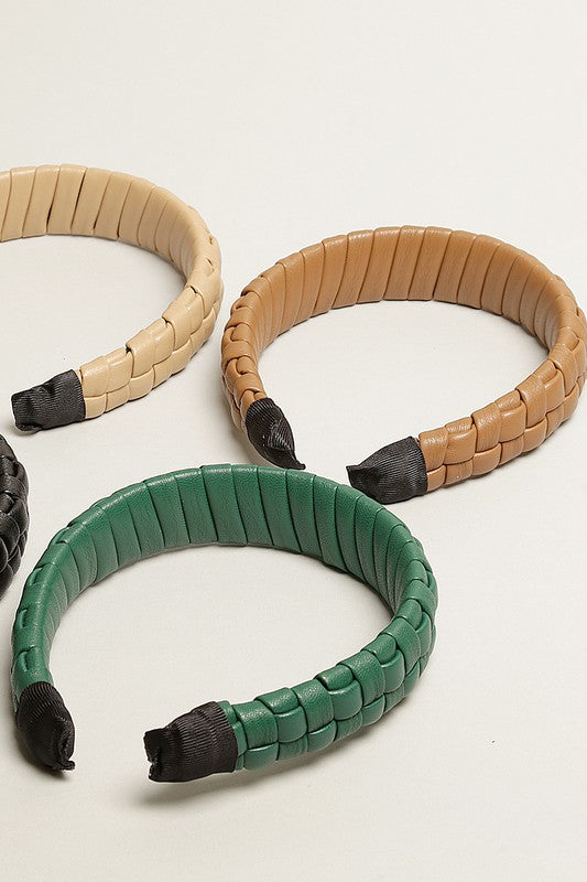 Padded Braided PU Leather Hairband
