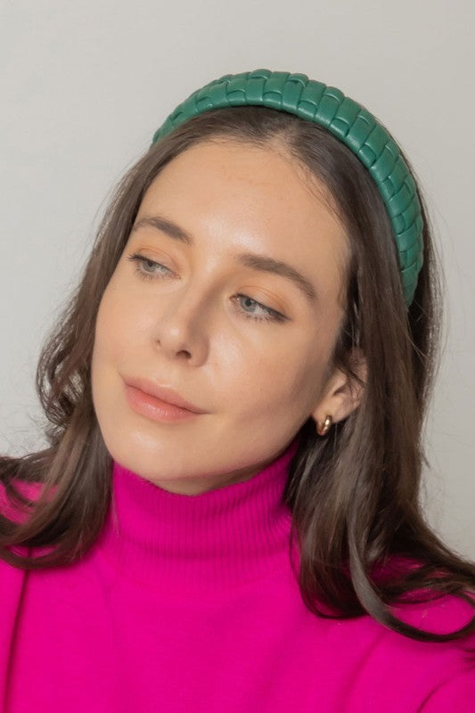 Padded Braided PU Leather Hairband