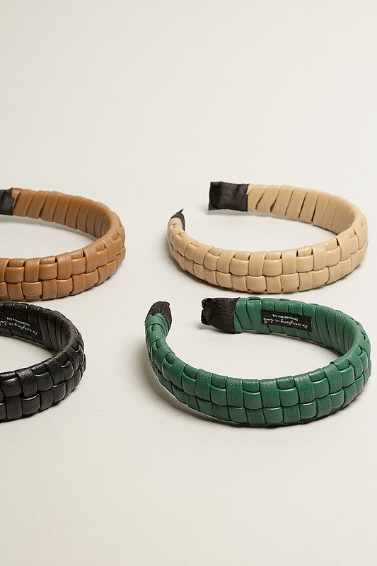 Padded Braided PU Leather Hairband