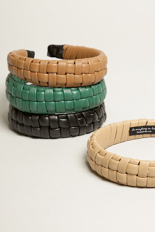 Padded Braided PU Leather Hairband