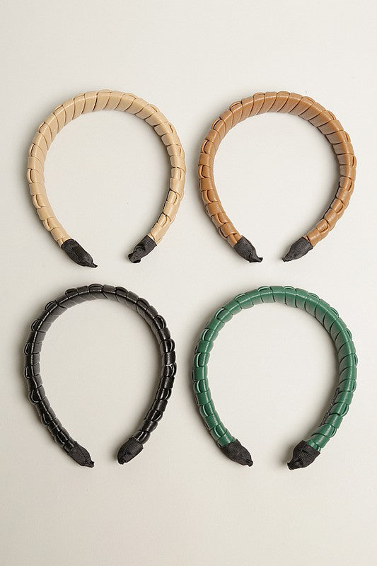 Padded Braided PU Leather Hairband
