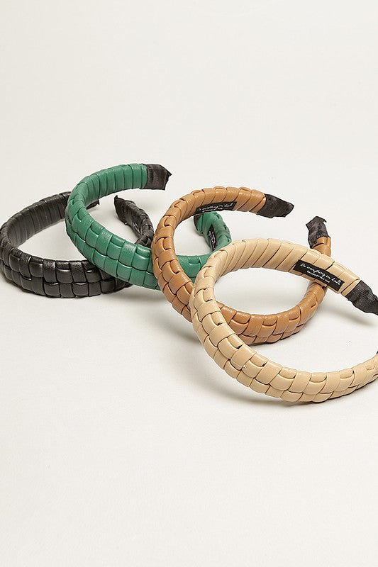 Padded Braided PU Leather Hairband