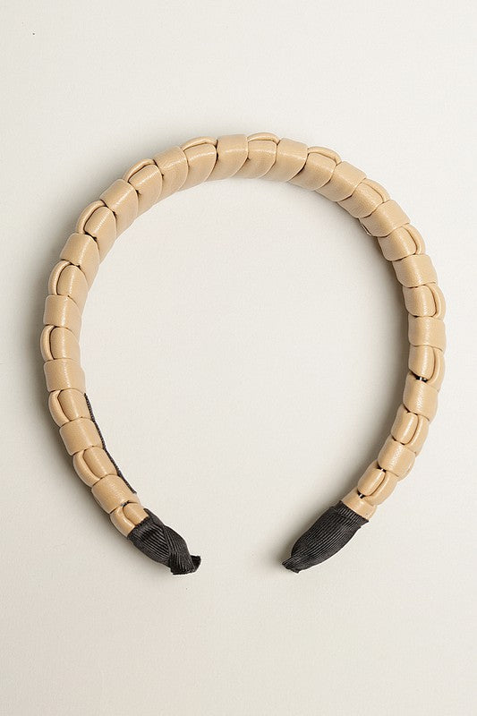 Padded Braided PU Leather Hairband