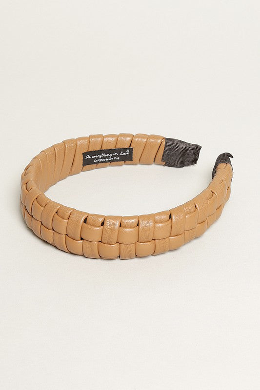 Padded Braided PU Leather Hairband