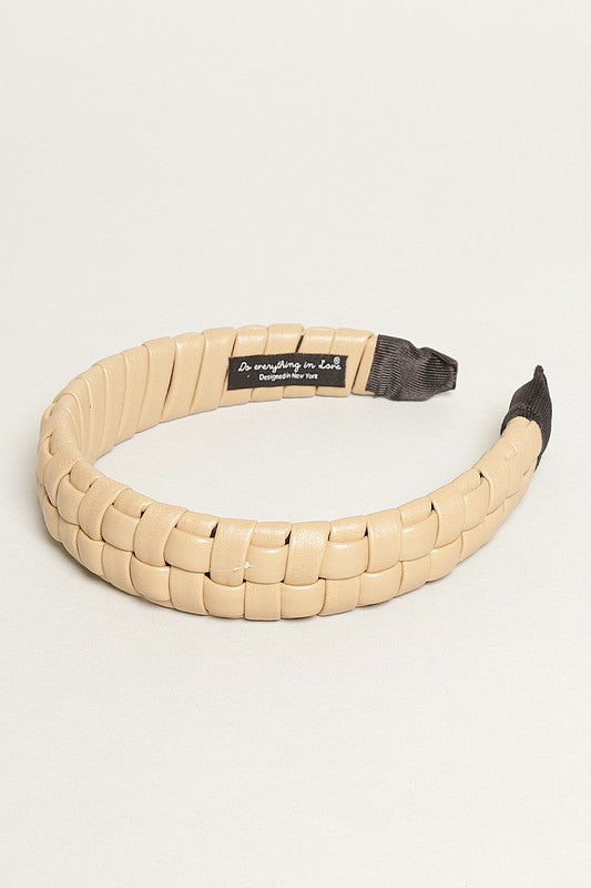 Padded Braided PU Leather Hairband
