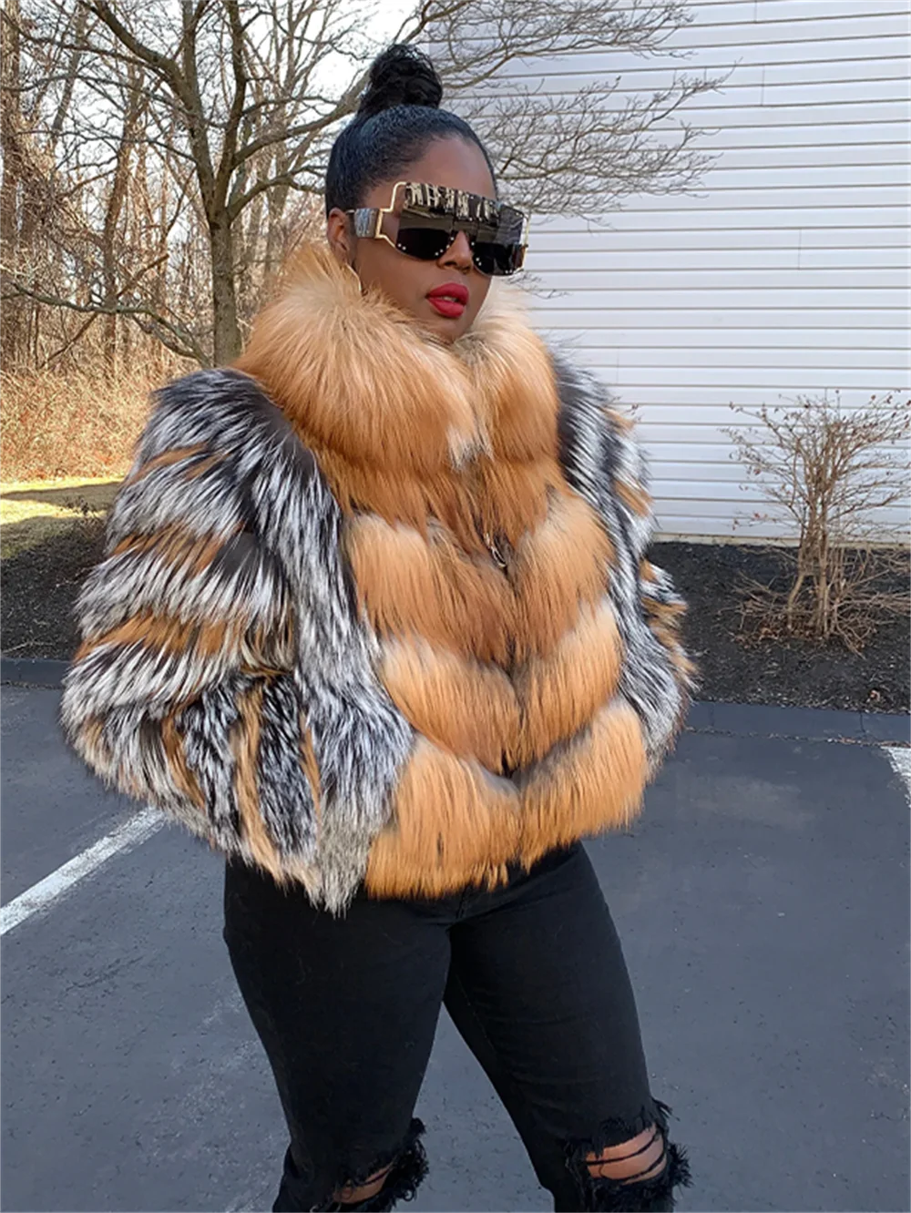 Real Red Fox Fur Jacket