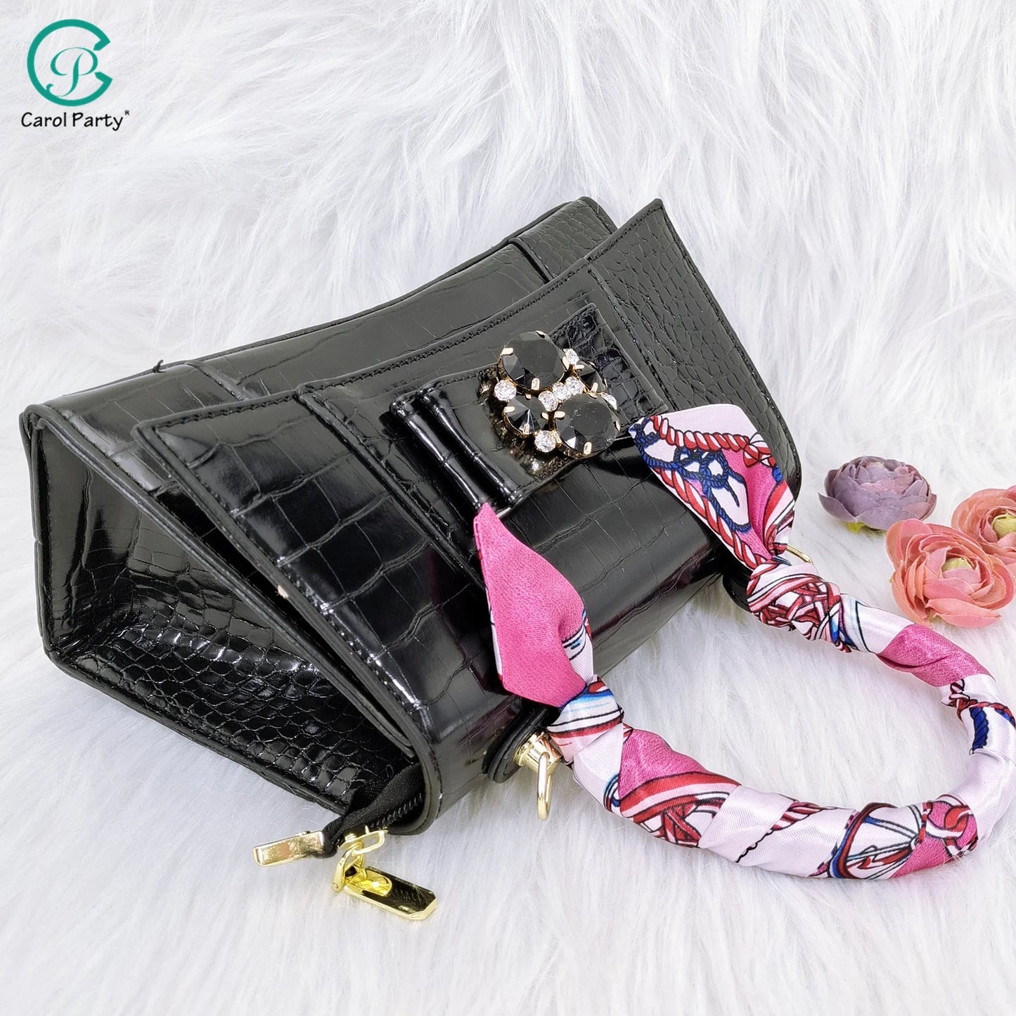 QSGFC Black Open Toe High Heel Shoes And Bags