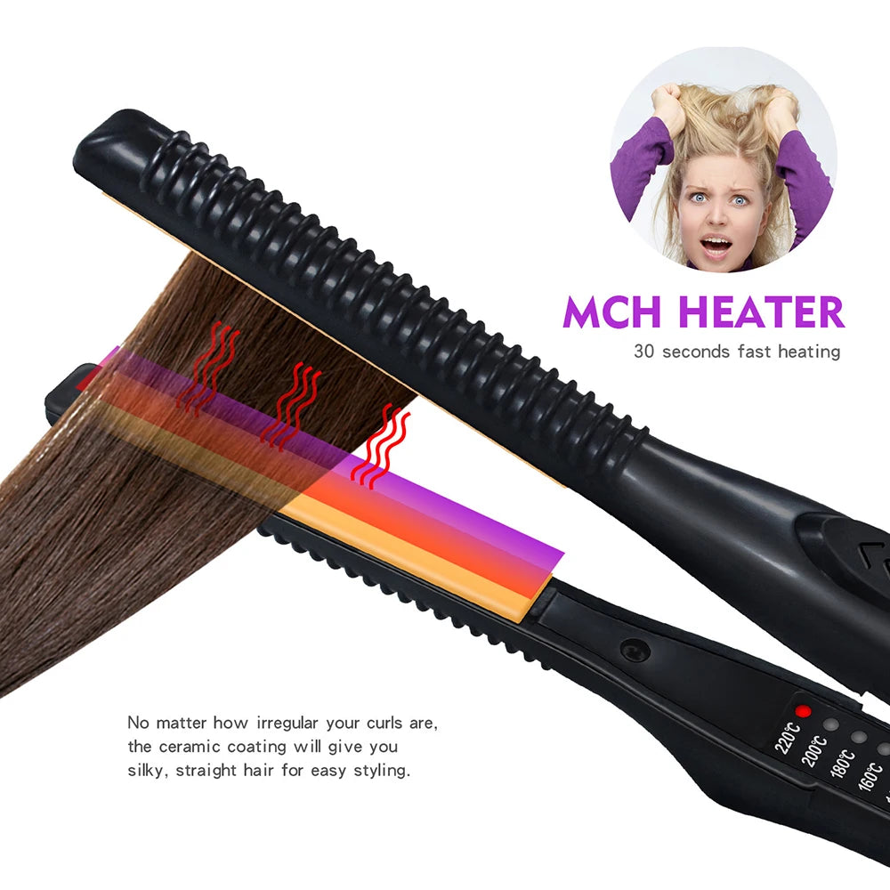 2 In 1 Hair Straightener & Curler Small Flat Iron