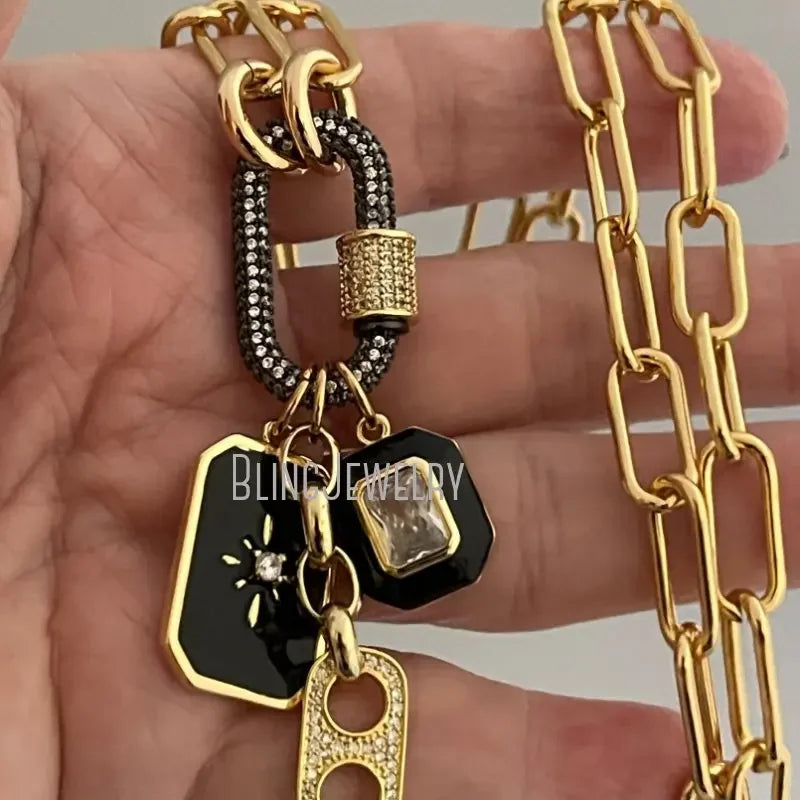 MUDULLA Stainless Steel Choker Paperclip Chain Carabiner Clasp Jewelry