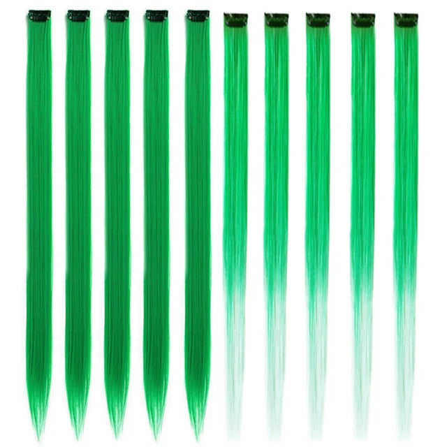 10Packs Straight Colored Clip-In Hair One Piece Long Synthetic Rainbow 22 Inchhair ex
