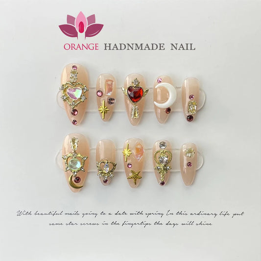 Handmade Press on Nails Glitter Rhinestone3d Charms
