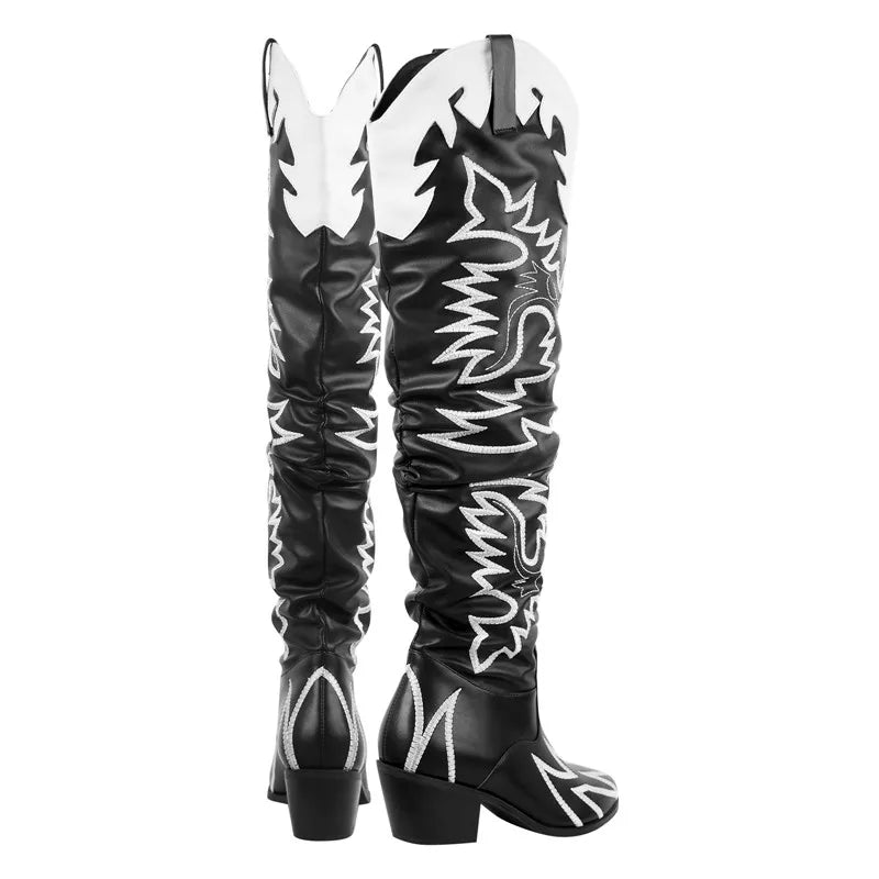 Onlymaker Knee High Western Cowboy Boots