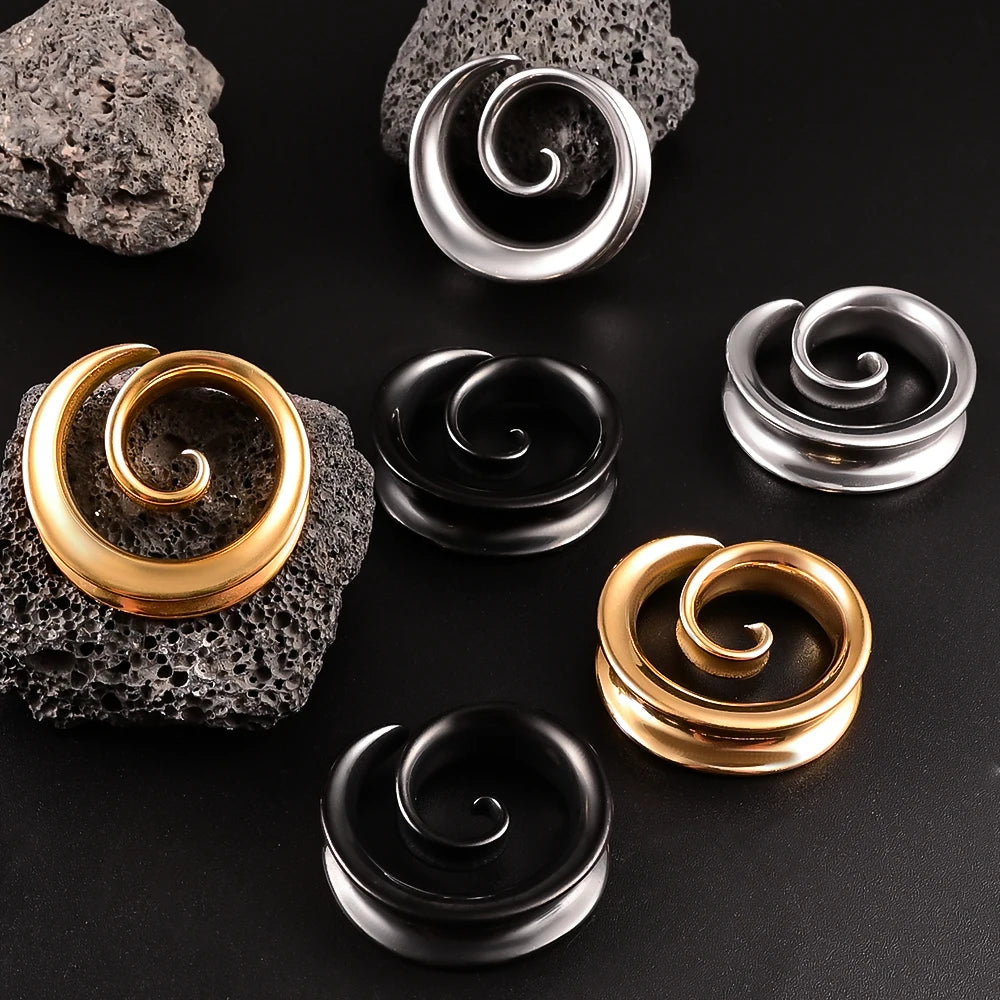 Doearko 2PCS Cool Stainless Steel Ear Tunnels Plugs