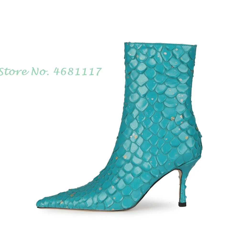 Sestito Sequin Fish-scale Ankle Boots