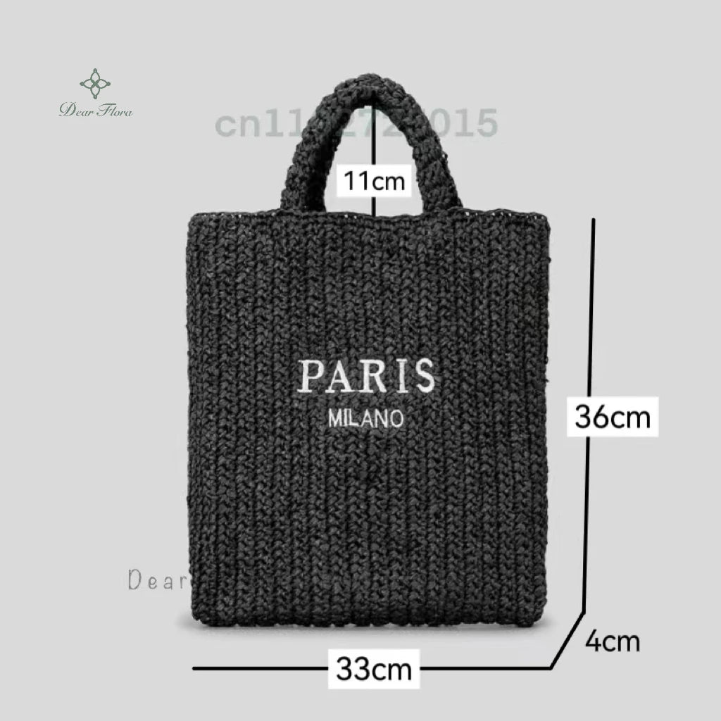 Fashion Striped Beach Straw Knitting Shoulder Bag
