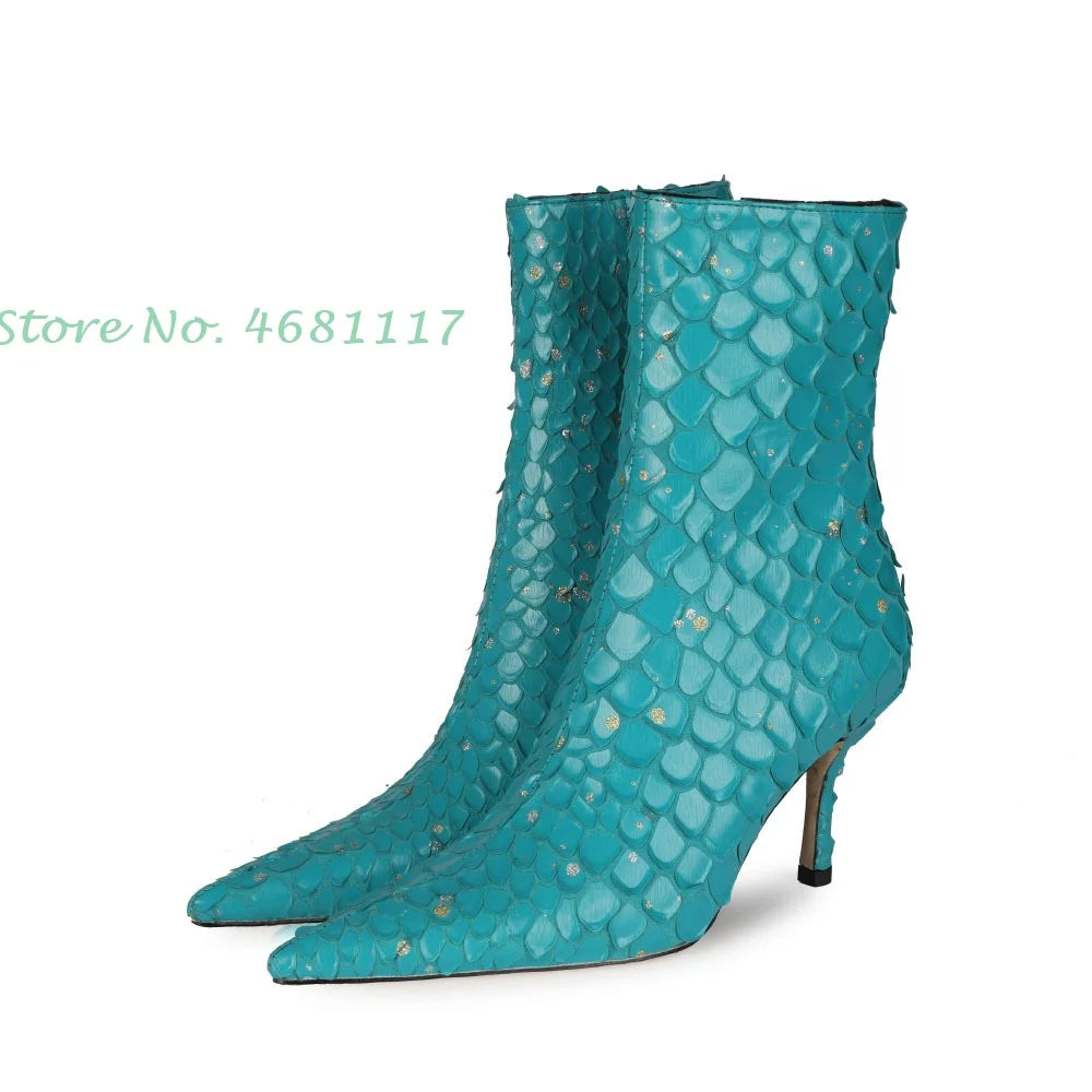 Sestito Sequin Fish-scale Ankle Boots