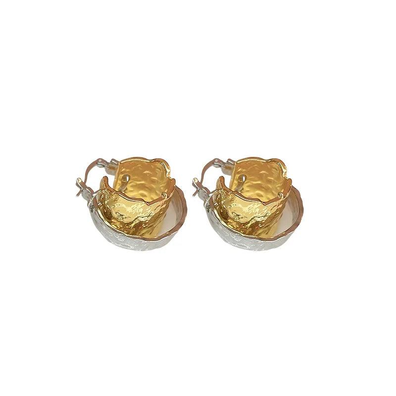 Korean Double-layer Metal Irregular Circle Hoop Earrings