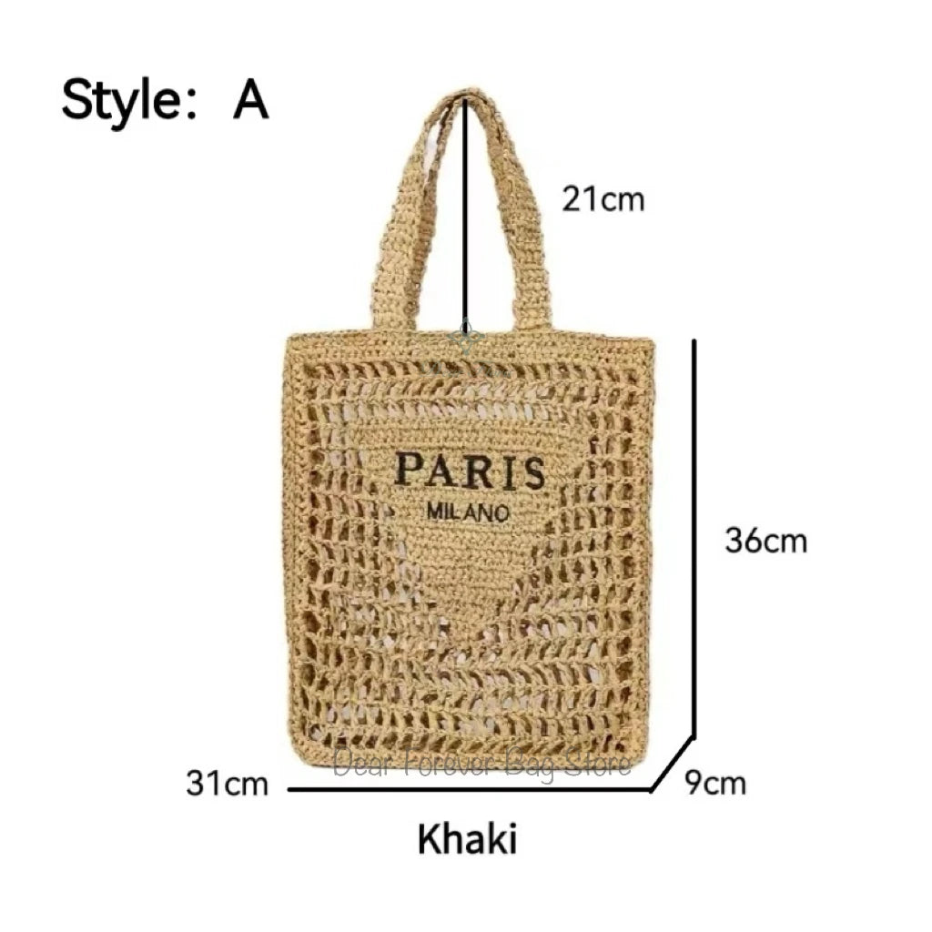 Fashion Striped Beach Straw Knitting Shoulder Bag