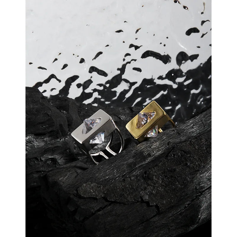 F.I.N.S Temperament Simple Geometric Wide Mid Finger Ring
