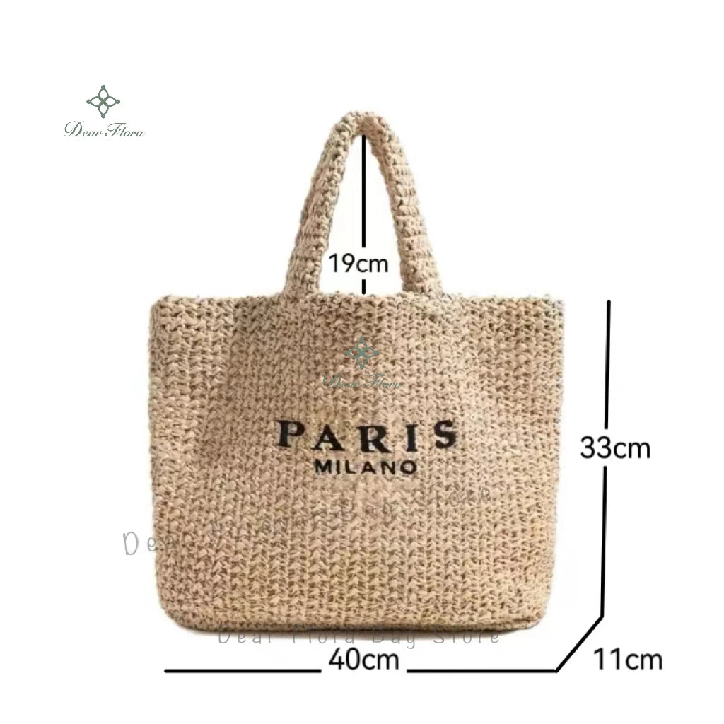 Fashion Striped Beach Straw Knitting Shoulder Bag