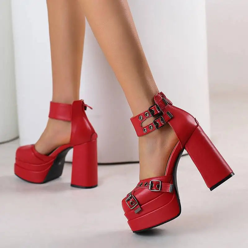 ASILETO Design Square Toe Chunky Heels