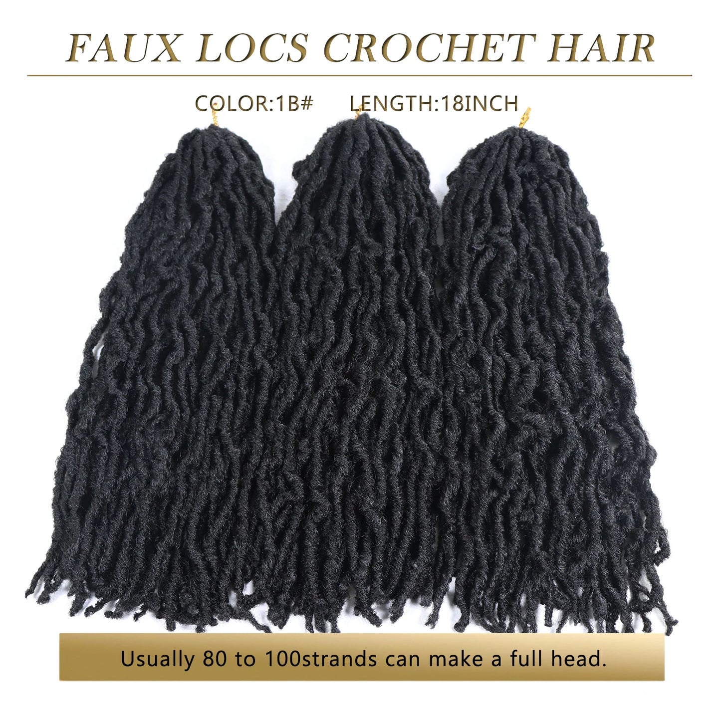 Black Faux Locs Crochet Braids Hair 18 Inch Synthetic Braiding Hair