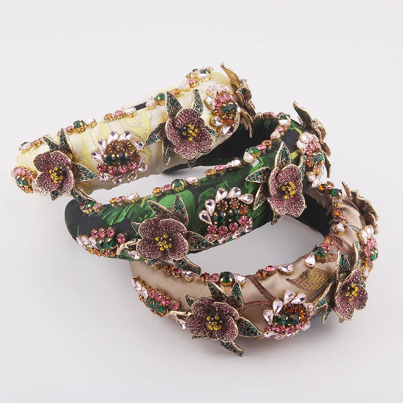 Fashion Baroque Inlaid Color Rhinestone Flower Headband