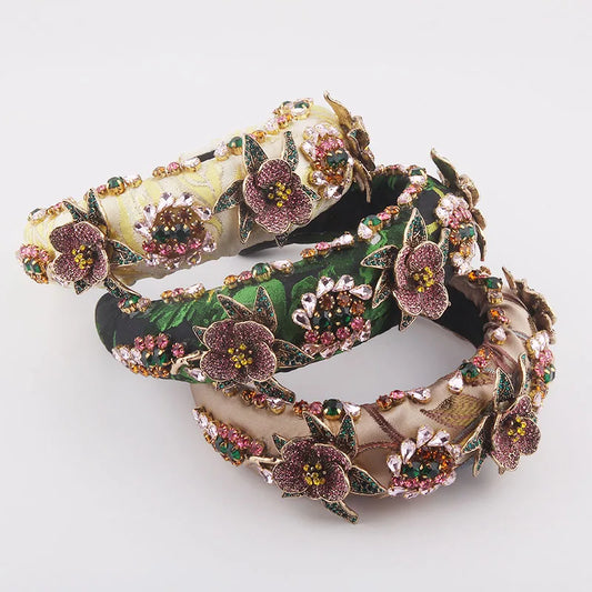 Fashion Baroque Inlaid Color Rhinestone Flower Headband