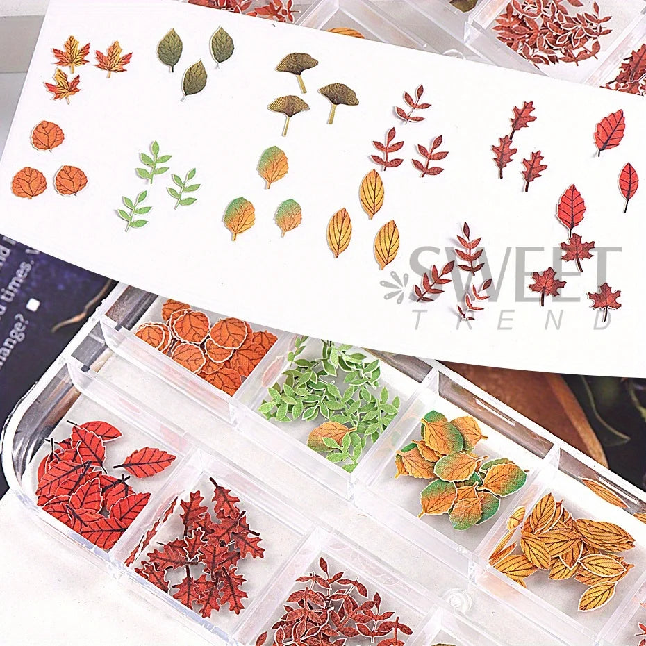 12 Grids Autumn Faux Maple Leaves