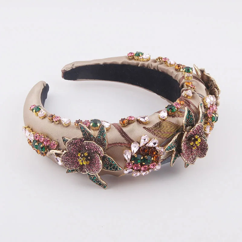 Fashion Baroque Inlaid Color Rhinestone Flower Headband