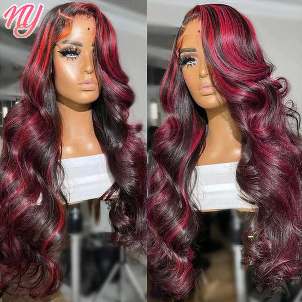 NY Hair Highlight Wig Human Hair , Stretched Length - 32nch