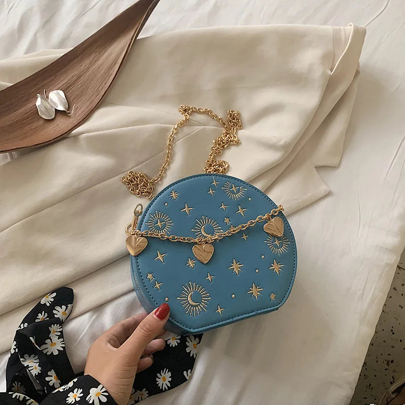 Fashion Starry Sky Round Crossbody Bag